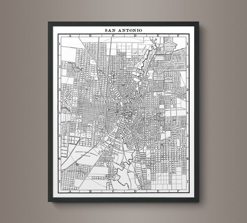1900s Lithograph Map of San Antonio