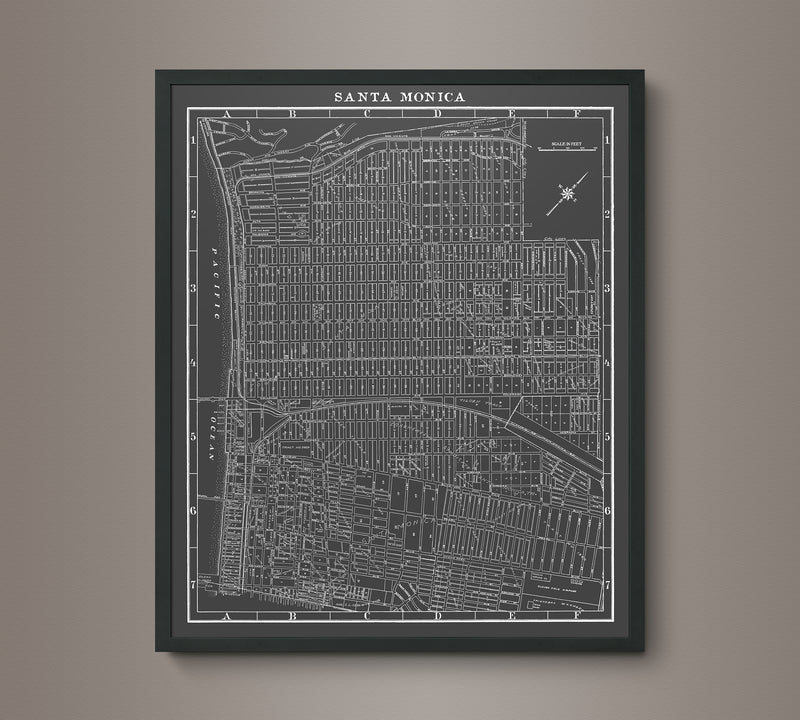 1930s Monochromatic Map of Santa Monica