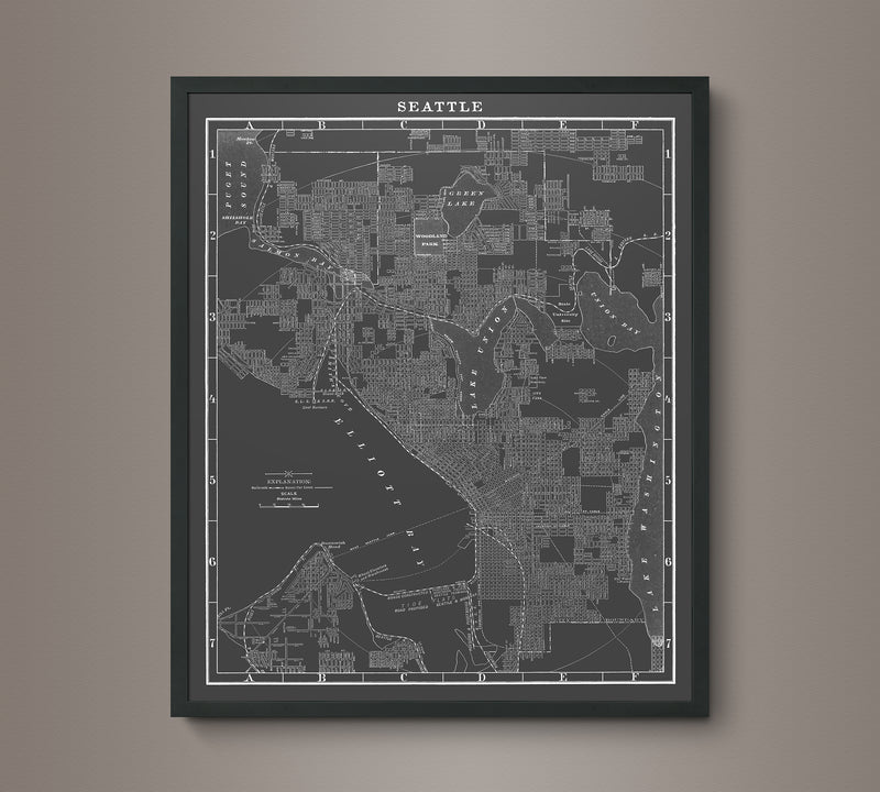 1900s Lithograph Map of Seattle