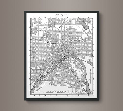1890s Lithograph Map of St. Paul