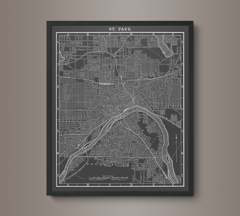 1890s Lithograph Map of St. Paul