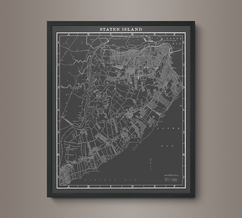 1900s Lithograph Map of Staten Island