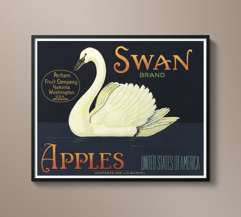 Vintage Produce Label Art - Swan
