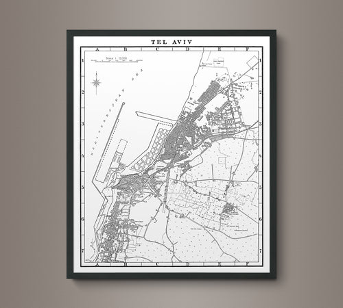 1920s Monochromatic Map of Tel Aviv