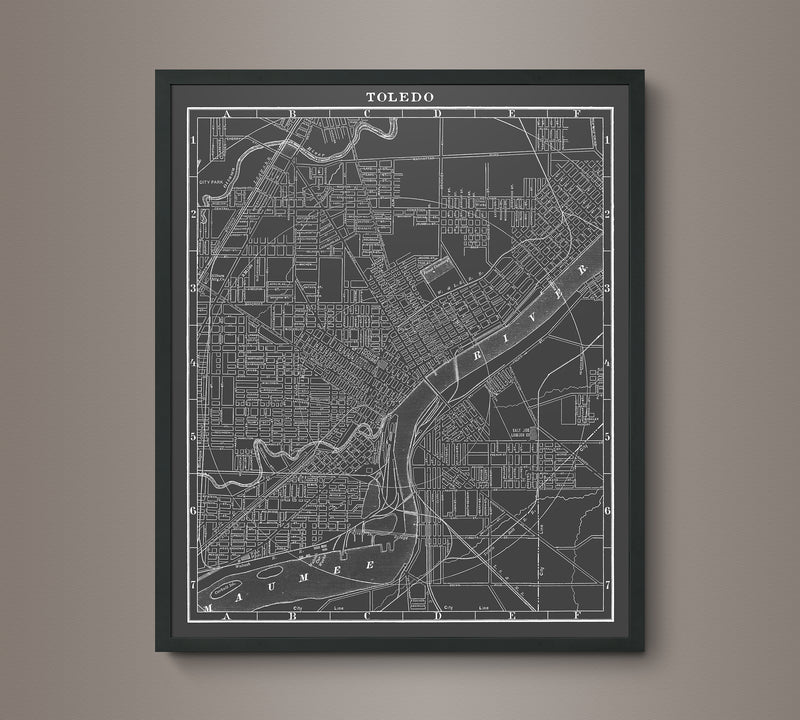 1900s Lithograph Map of Toledo