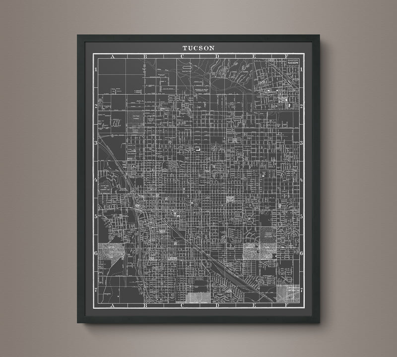 1950s Monochromatic Map of Tucson