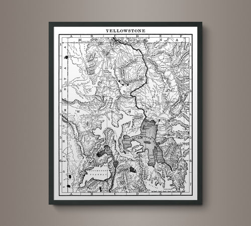 1900s Lithograph Map of Yellowstone