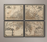 1672 Plan de Paris Four-Panel Map