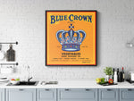 Vintage Produce Label Art - Blue Crown