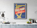 Vintage Produce Label Art - Gold Harp