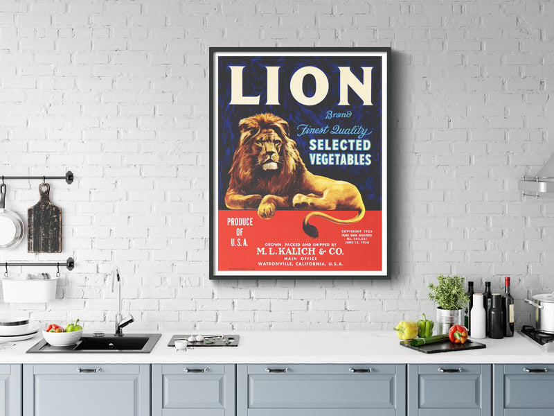 Vintage Produce Label Art - Lion