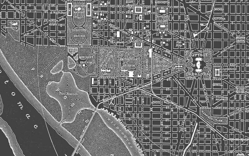 1890s Lithograph Map of Washington DC