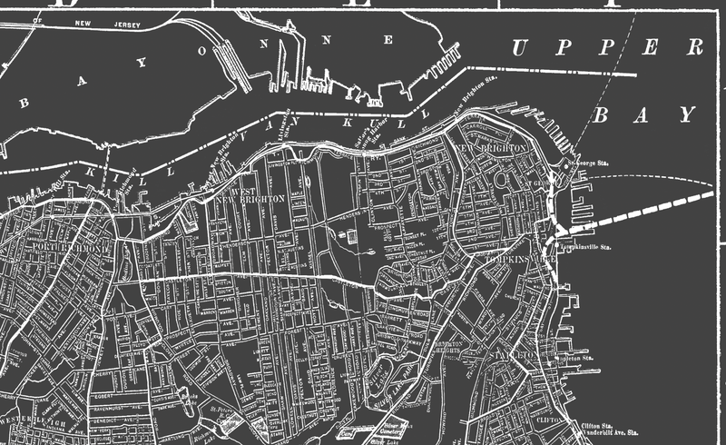 1900s Lithograph Map of Staten Island