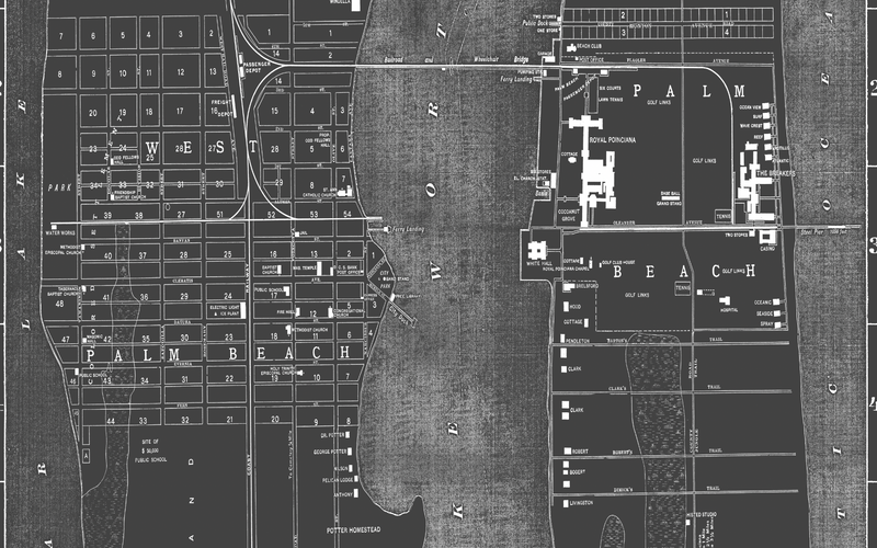 1900s Monochromatic Map of Palm Beach