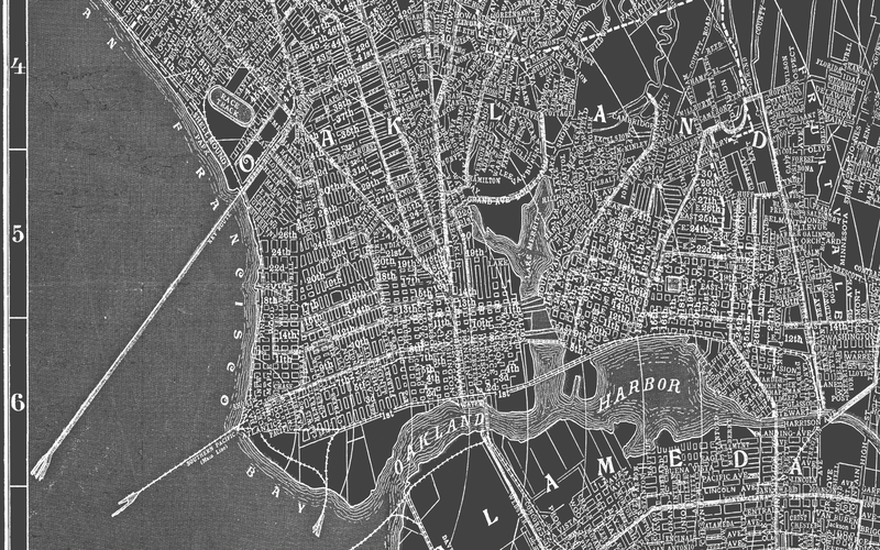 1900s Lithograph Map of Oakland