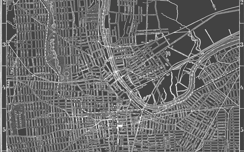 1920s Monochromatic Map of Newark