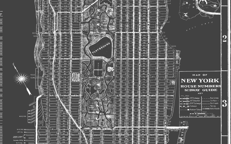 1930s Monochromatic Subway Map of New York