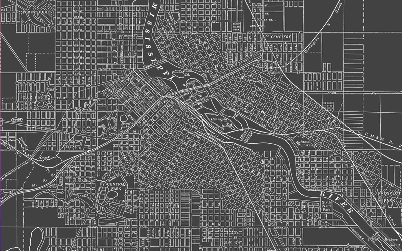 1900s Lithograph Map of Minneapolis