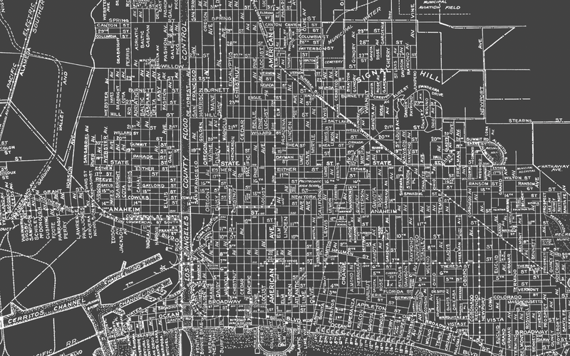 1930s Monochromatic Map of Long Beach