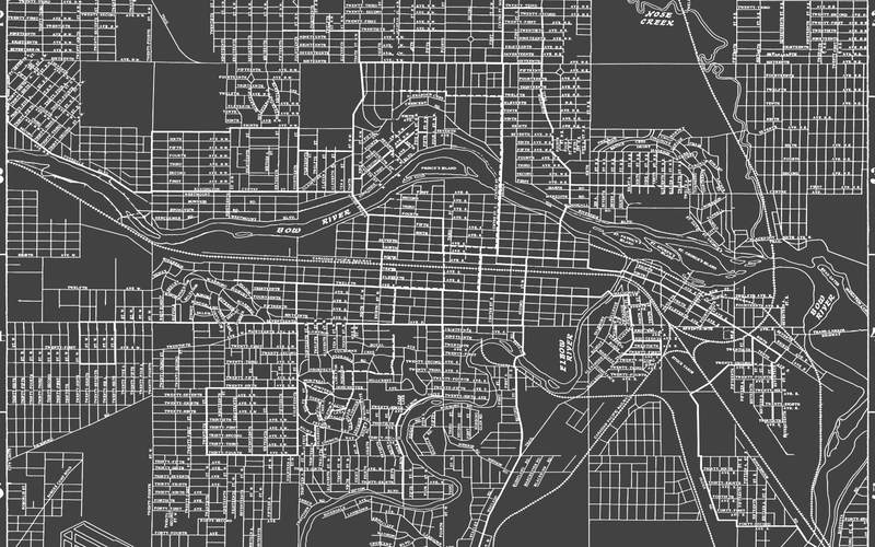 1930s Monochromatic Map of Calgary