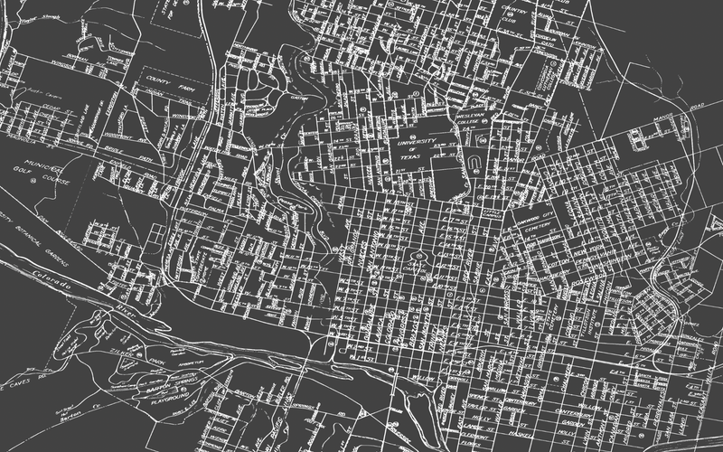 1930s Monochromatic Map of Austin