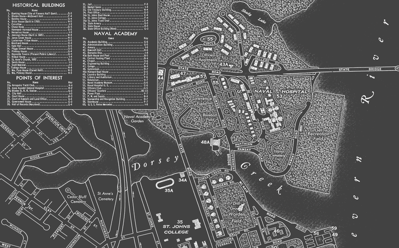 1950s Monochromatic Map of Annapolis