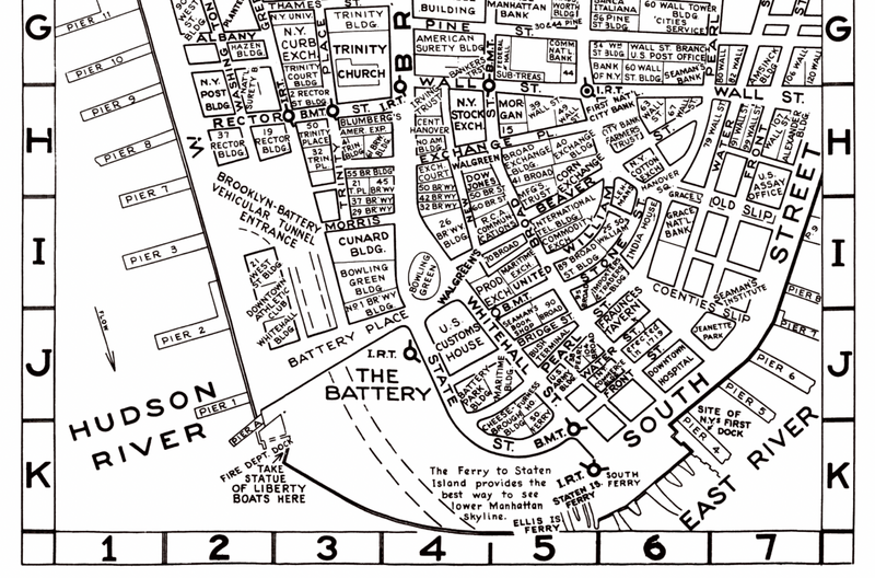 1955 New York Financial District Map