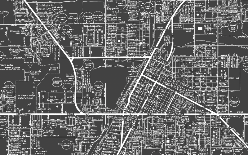 1960s Monochromatic Map of Las Vegas