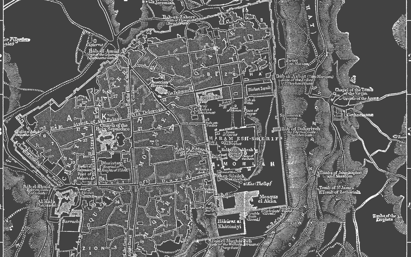 1900s Lithograph Map of Jerusalem