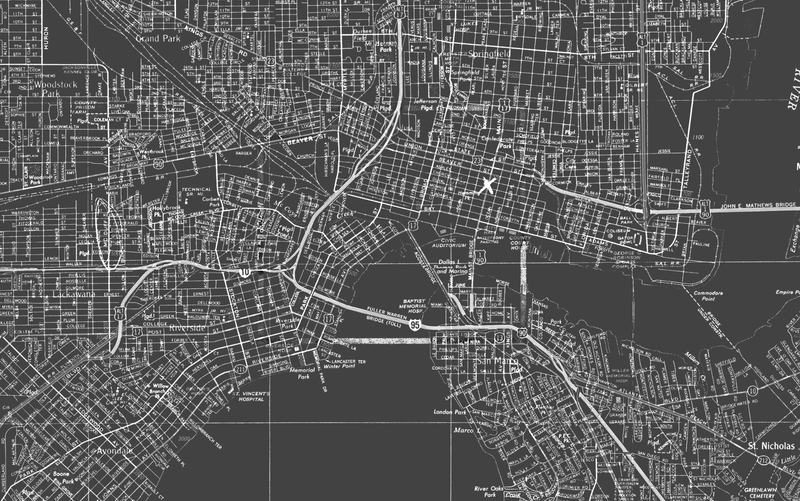 1950s Monochromatic Map of Jacksonville