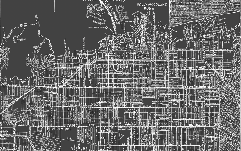 1920s Monochromatic Map of Hollywood