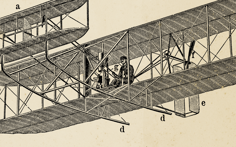 Vintage Airplane Collection - Wright Brothers - Antique Sepia