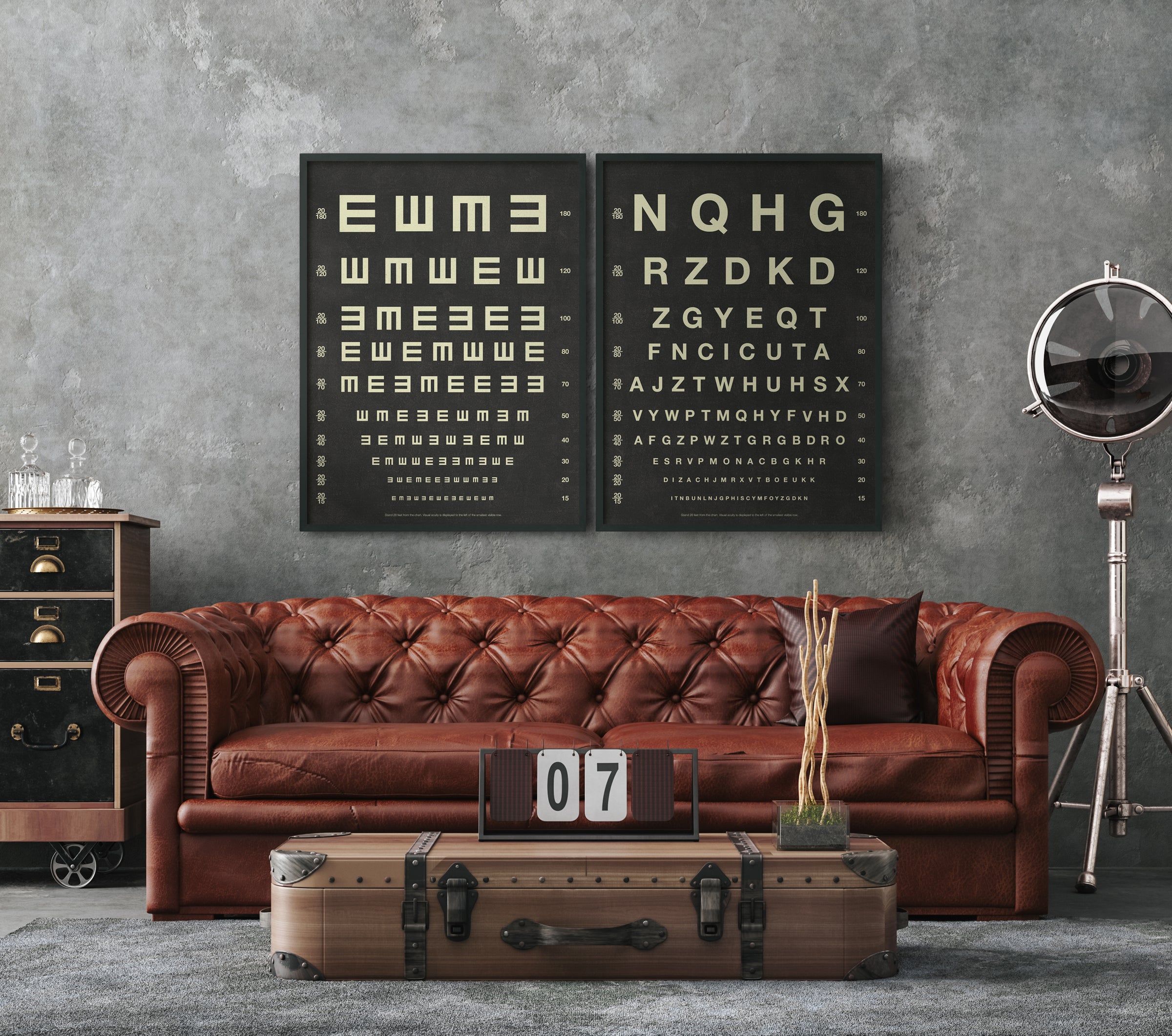 Vintage Eye Chart Tumbling E Art Circa