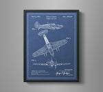 Vintage Airplane Blueprint Art - Hawker Hurricane