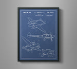 Vintage Airplane Blueprint Art - P-38 Lightning