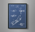 Vintage Airplane Blueprint Art - Curtiss P-40 Warhawk