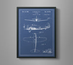Vintage Airplane Blueprint Art - P-47 Thunderbolt
