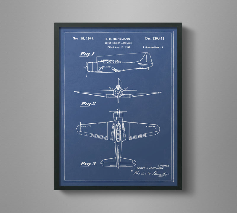 Vintage Airplane Blueprint Art - SBD Dauntless
