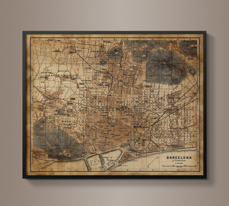 Circa 1913 Barcelona Map
