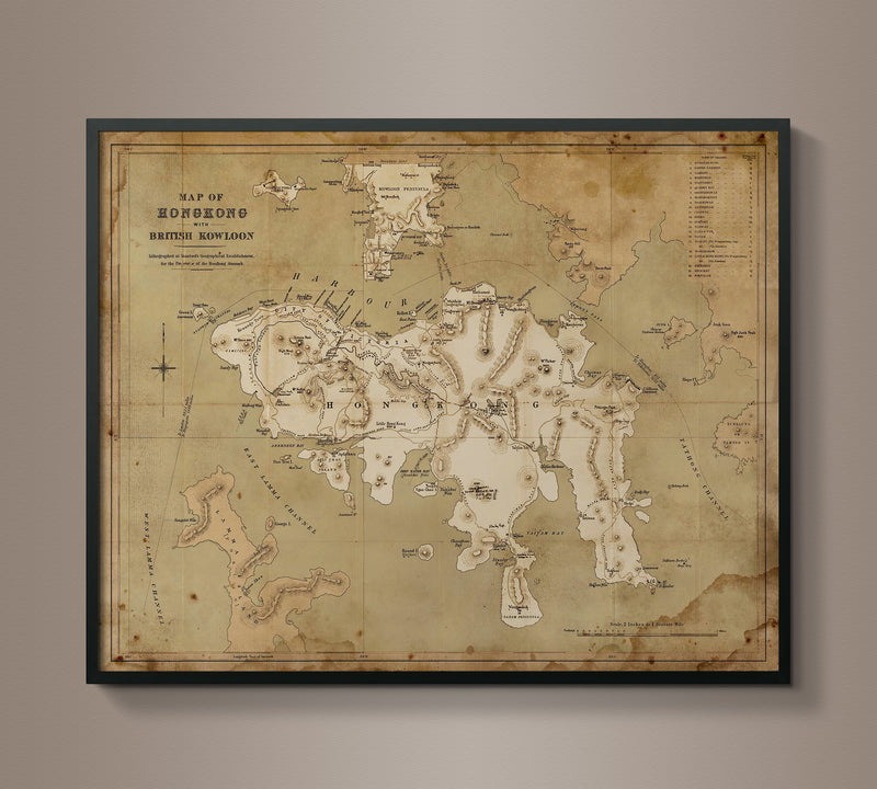 Circa 1883 Hong Kong Map