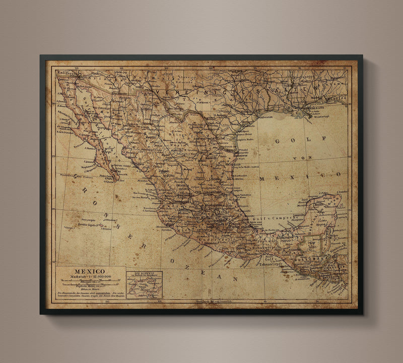 Circa 1910 Mexico Map
