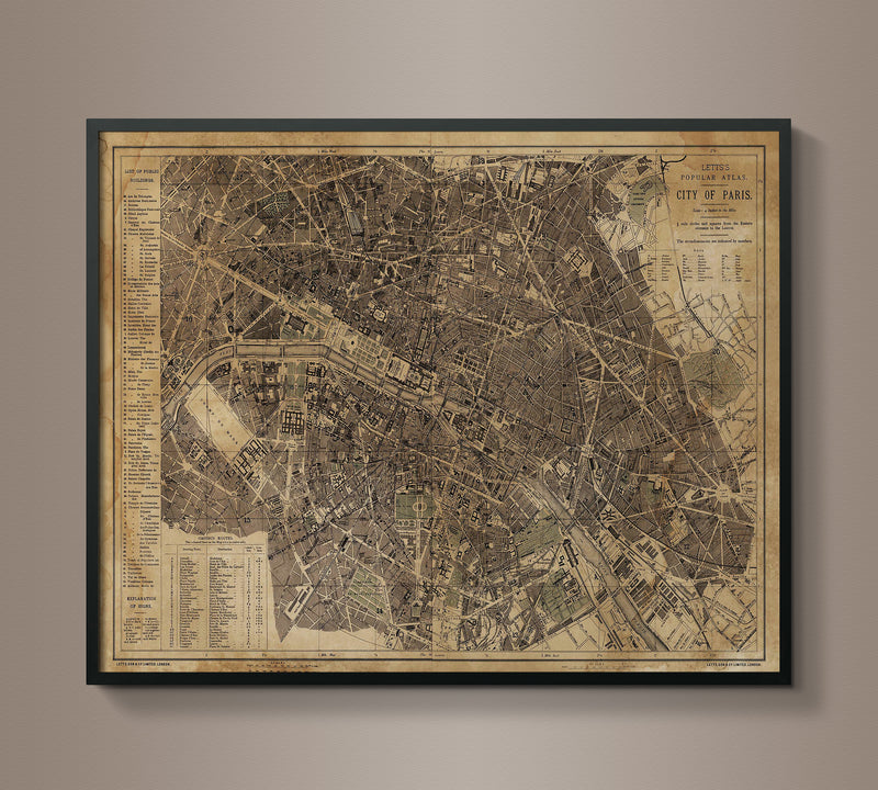 Circa 1883 Paris Map