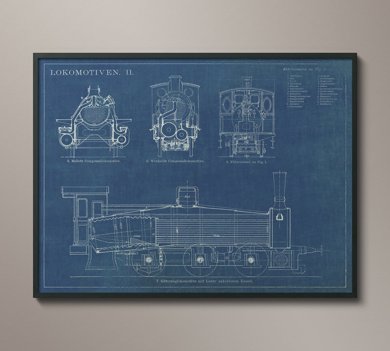 Vintage Train Blueprints - 2