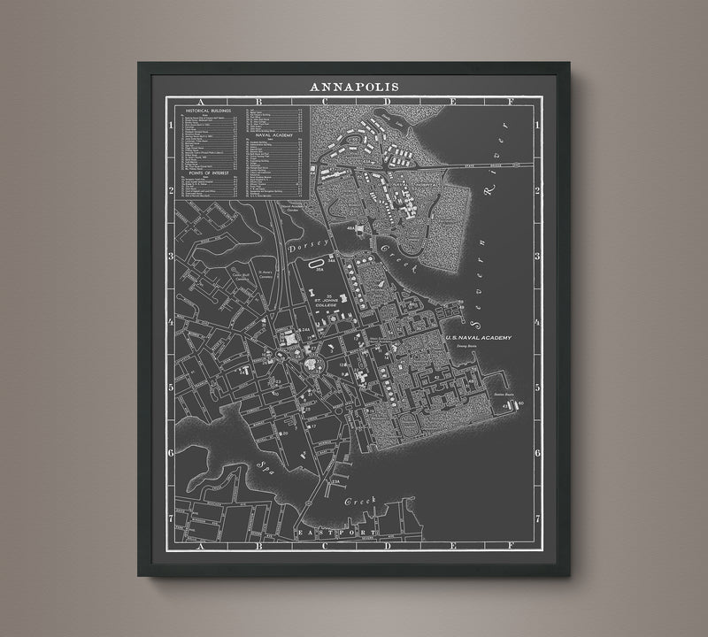 1950s Monochromatic Map of Annapolis