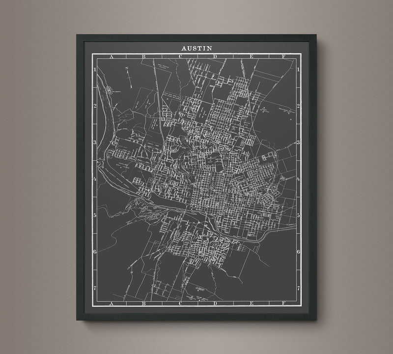 1930s Monochromatic Map of Austin