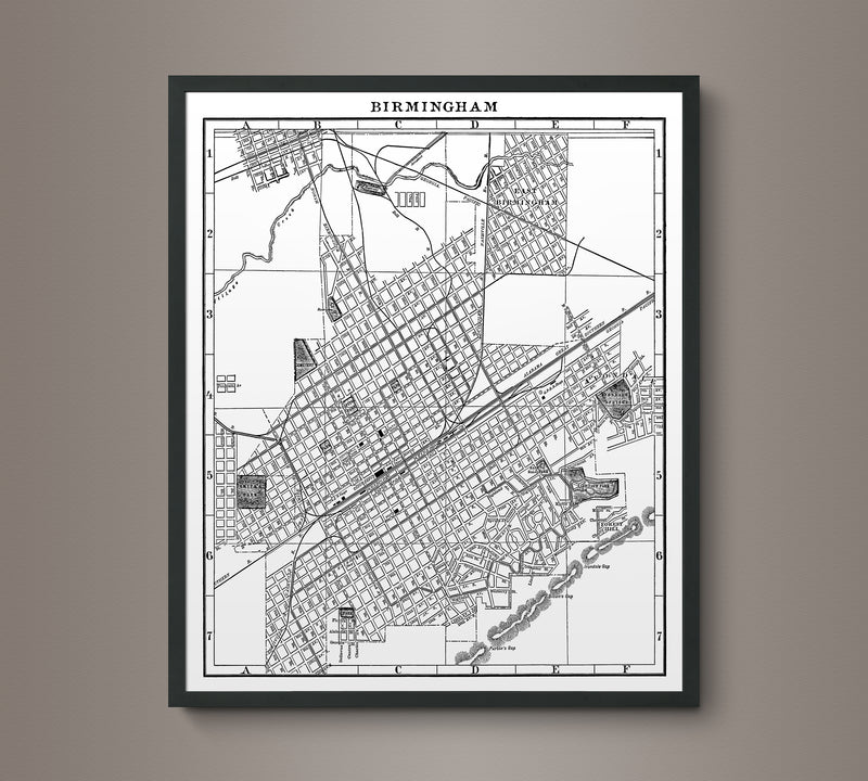 1900s Lithograph Map of Birmingham