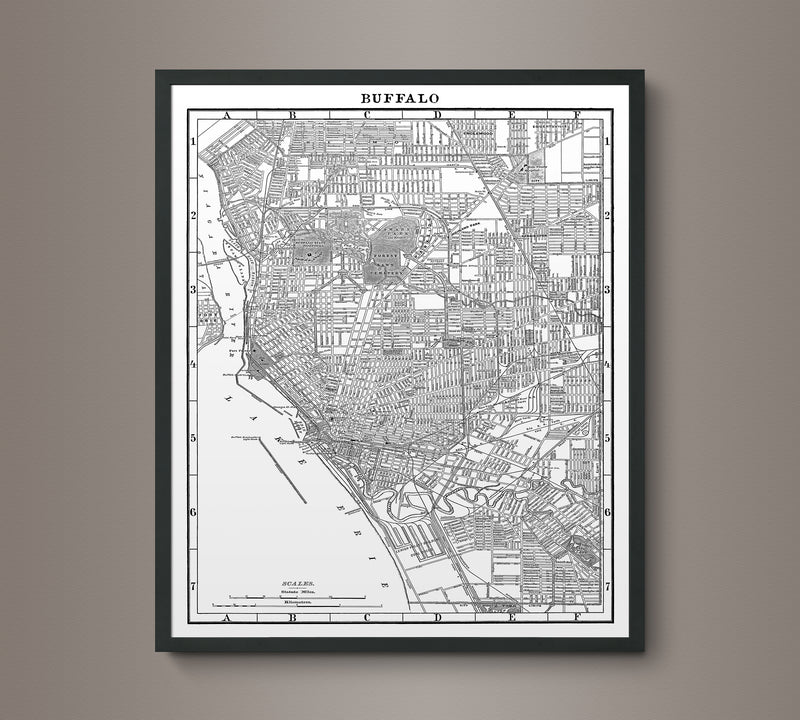 1900s Lithograph Map of Buffalo