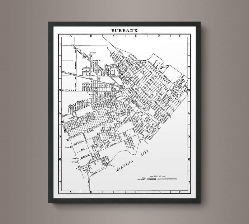 1920s Monochromatic Map of Burbank