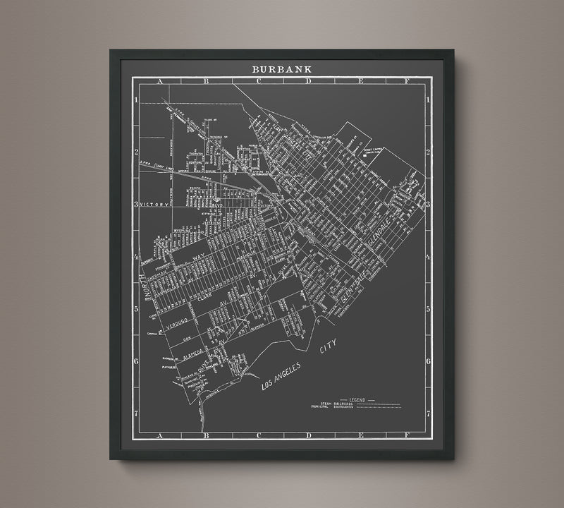 1920s Monochromatic Map of Burbank