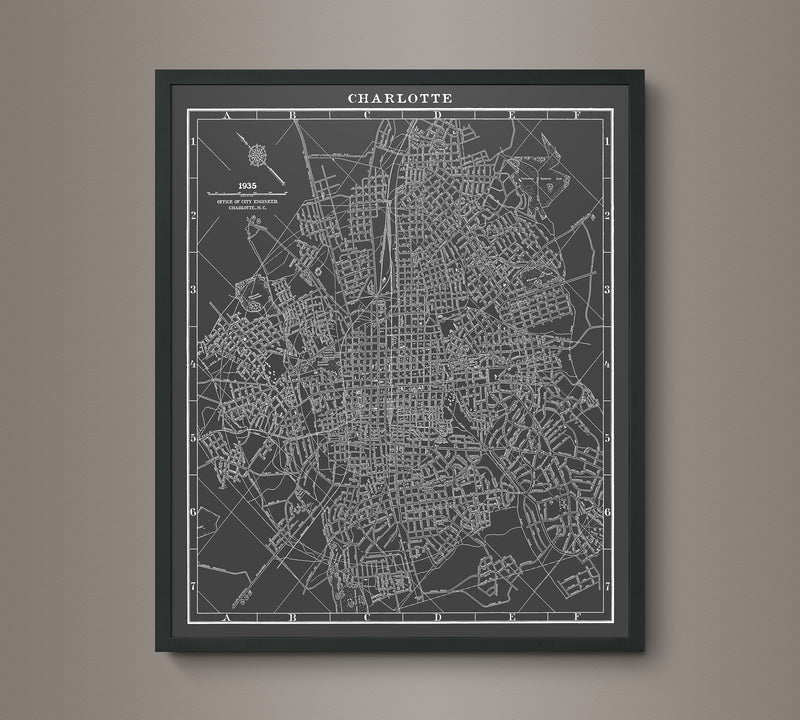 1935 Monochromatic Map of Charlotte